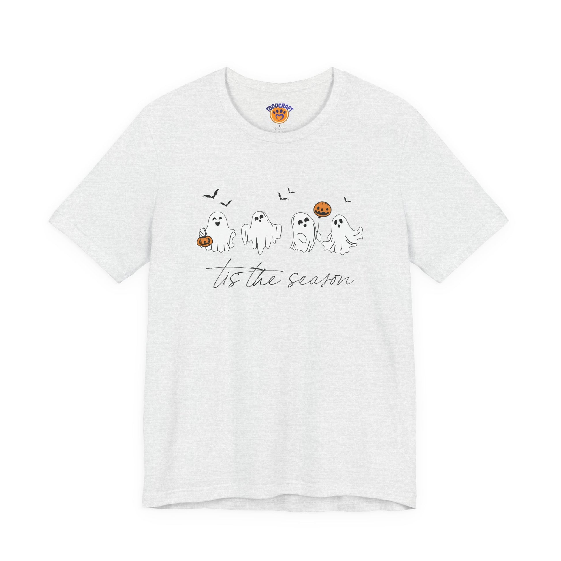 Ghostly Autumn Vibes Tee, Halloween T-Shirt, Unisex Pumpkin Shirt, Fall Ghost Design Tee, Seasonal Cute Graphic Top - Toddcraft