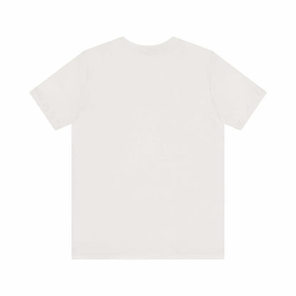Unisex jersey short sleeve tee, soft cotton, classic fit, white backdrop.