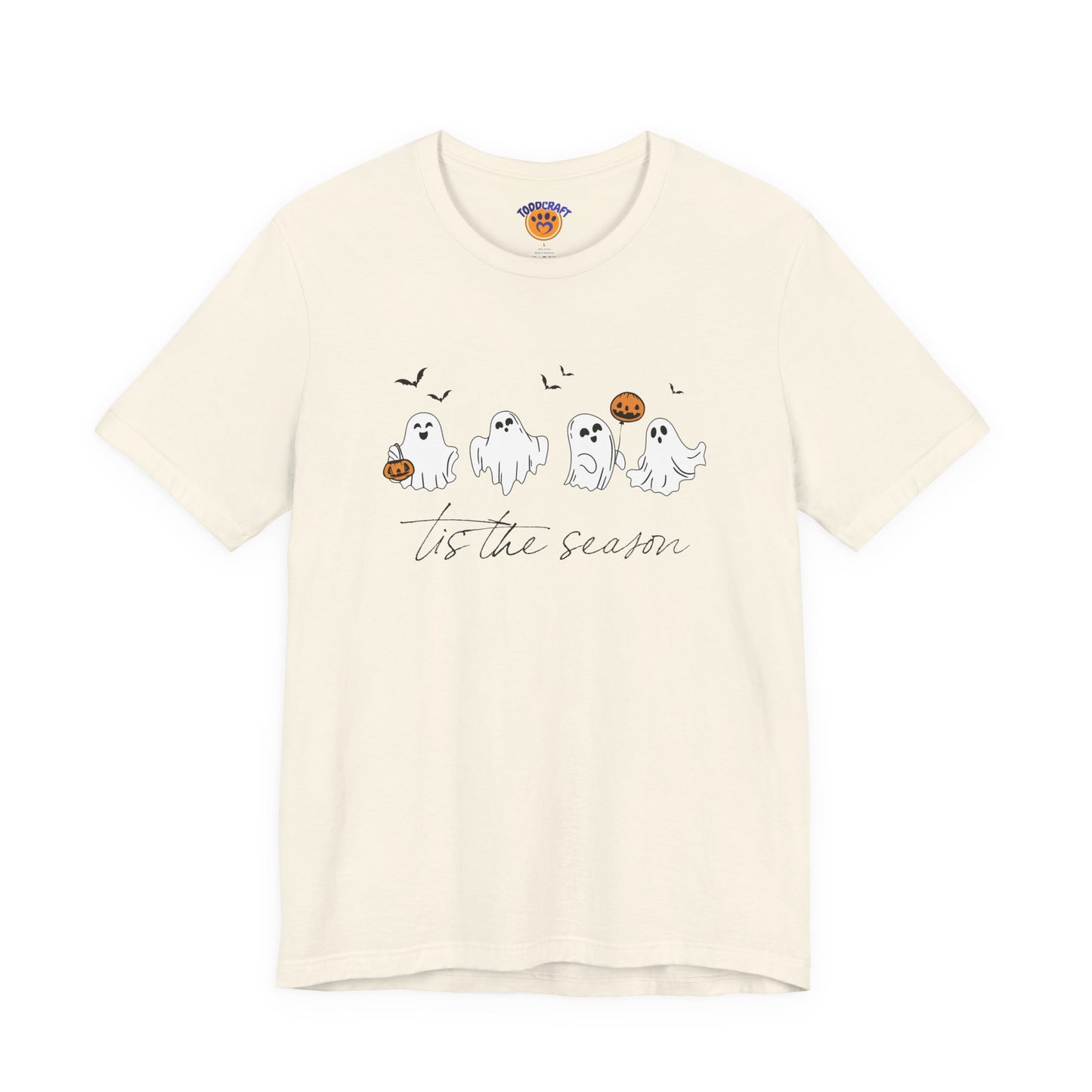 Ghostly Autumn Vibes Tee, Halloween T-Shirt, Unisex Pumpkin Shirt, Fall Ghost Design Tee, Seasonal Cute Graphic Top - Toddcraft