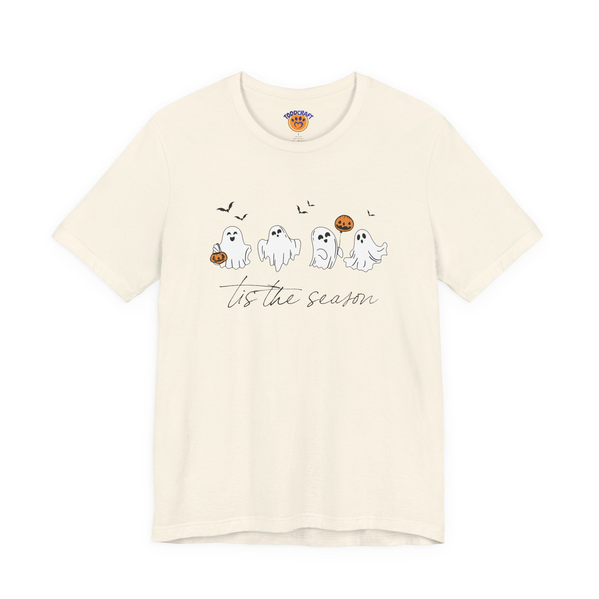 Ghostly Autumn Vibes Tee, Halloween T-Shirt, Unisex Pumpkin Shirt, Fall Ghost Design Tee, Seasonal Cute Graphic Top - Toddcraft