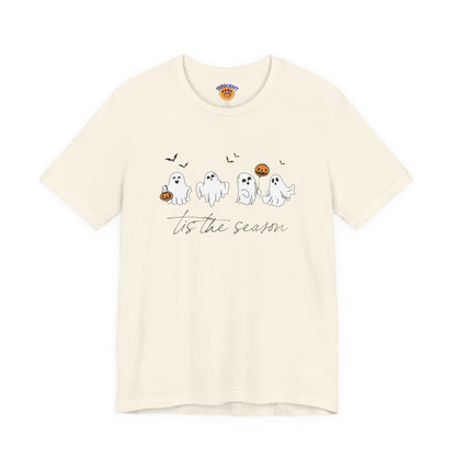 Ghostly Autumn Vibes Tee, Halloween T-Shirt, Unisex Pumpkin Shirt, Fall Ghost Design Tee, Seasonal Cute Graphic Top - Toddcraft