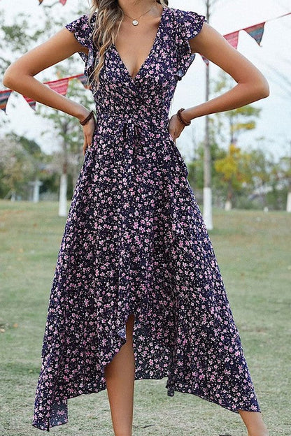 Floral Wrap Dress - Stylish & Elegant