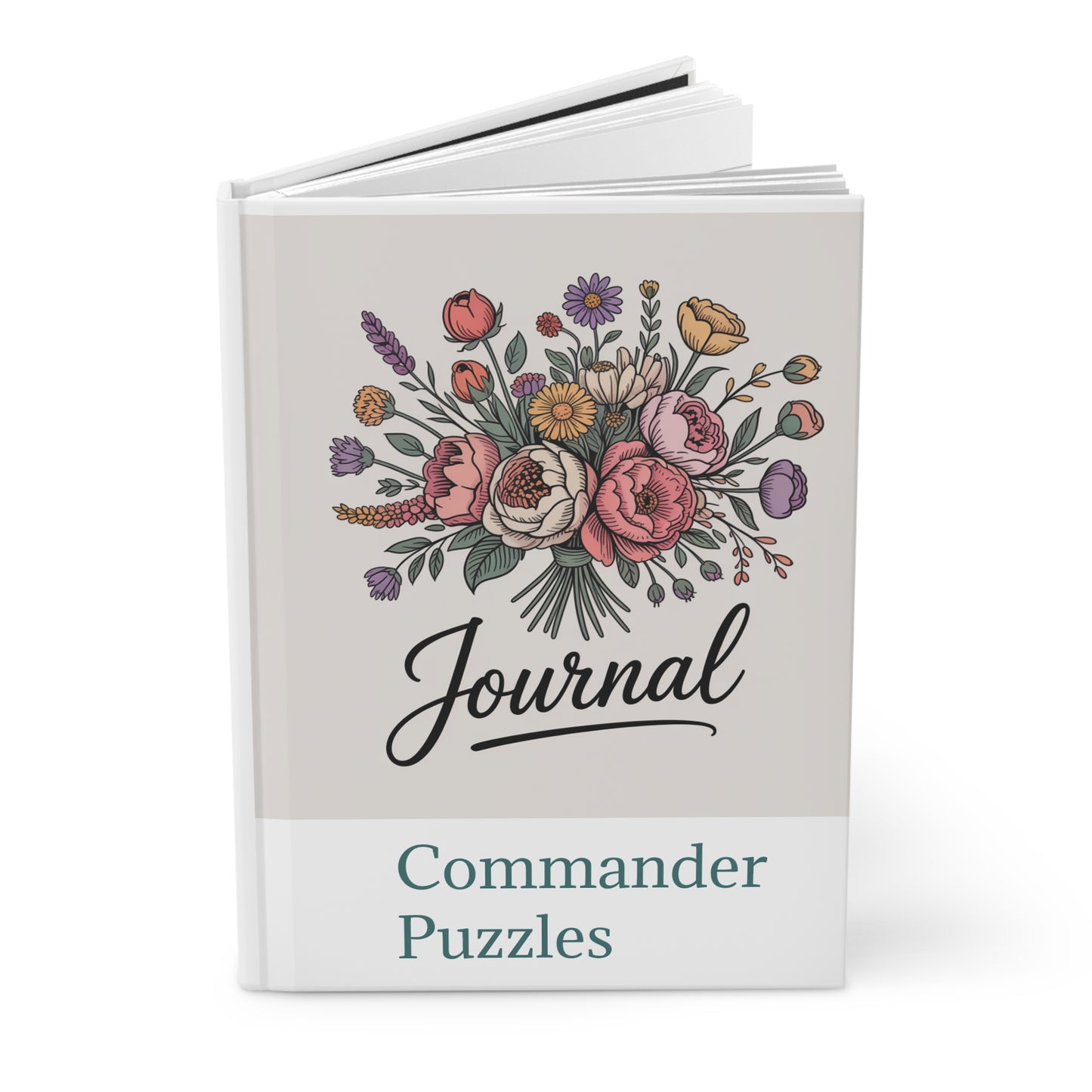 Hardcover Journal Notebook — Floral Design for Puzzle Lovers & Commanders