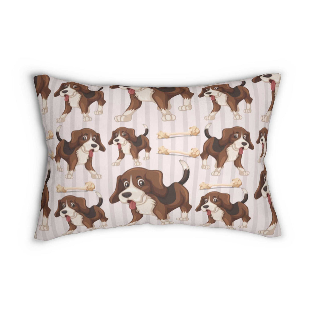 Spun polyester lumbar pillow with dog design, double-sided print, mildew and water-resistant, ideal for dog lovers.
