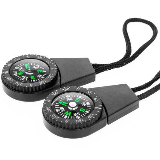 ASR Outdoor Mini Pocket Compass – Zipper Pull, Liquid-Filled, 2-Pack