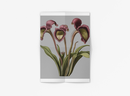 Framed vertical poster with botanical print in a black frame.