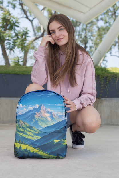 Scenic Adventure Backpack, Nature Landscape Rucksack, Travel Bag, Hiking Gear, Outdoor Sports Accessories