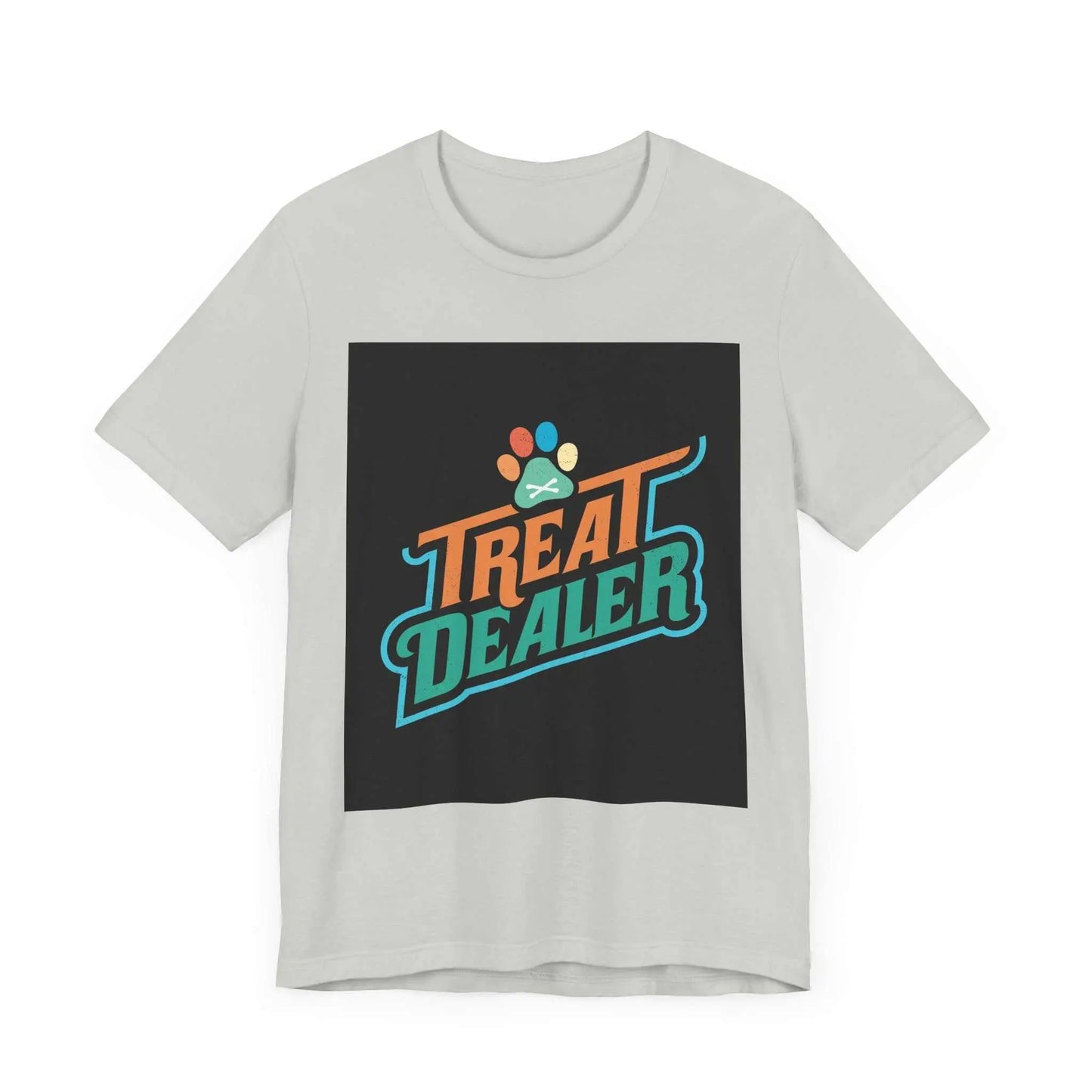 Unisex jersey short sleeve tee with "Treat Dealer" graphic, made from soft cotton for comfort and durability.