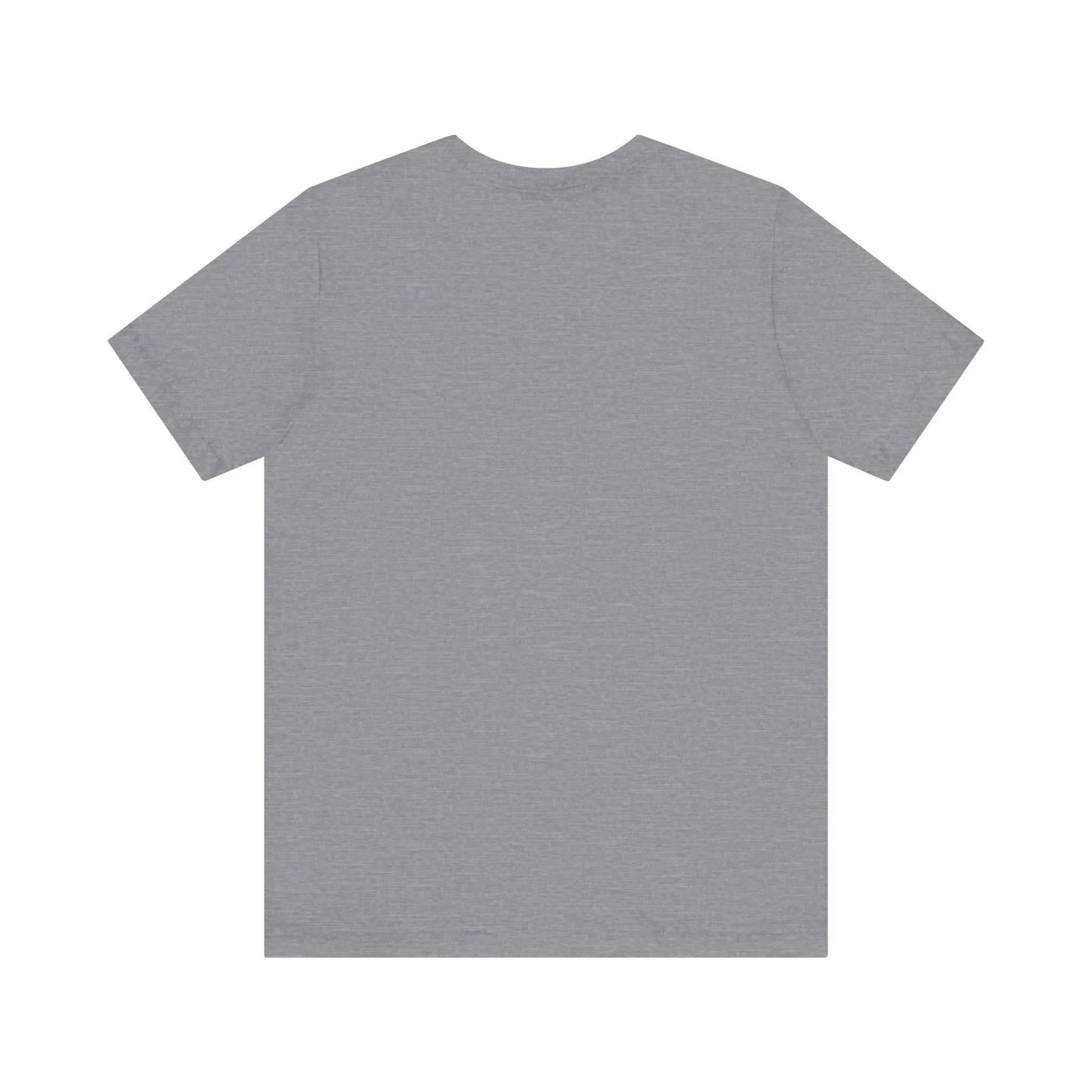 Unisex Jersey Short Sleeve Tee in gray, showcasing ribbed knit collar and dual side seams.