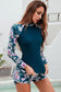 High Neck Zip Two Pieces Long Sleeve Swim Set