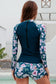 High Neck Zip Two Pieces Long Sleeve Swim Set