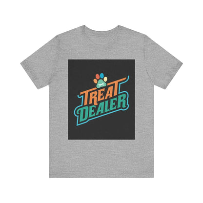 Unisex jersey short sleeve tee with "Treat Dealer" graphic and paw print design.