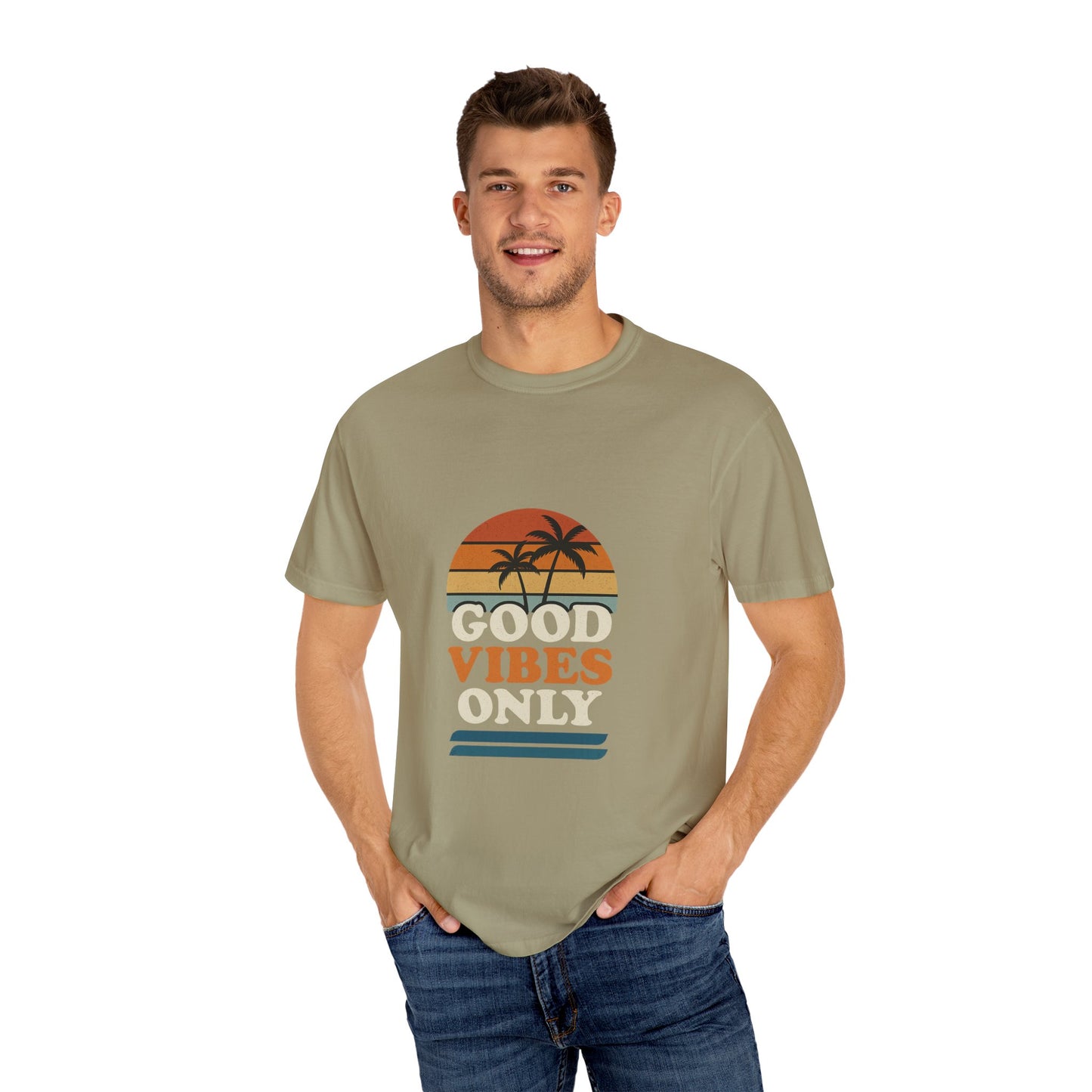 Good Vibes Only Garment-Dyed T-Shirt for Summer Fun, Casual Party Wear, Beach Vibes, Travel Essential, Gift for Friends - Toddcraft