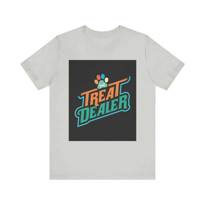 Unisex Jersey Short Sleeve Tee with "Treat Dealer" graphic, soft cotton fabric, crew neckline.