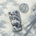 Vagabond Wolf 20oz Tumbler with vibrant wolf design, insulated mug for adventurers.