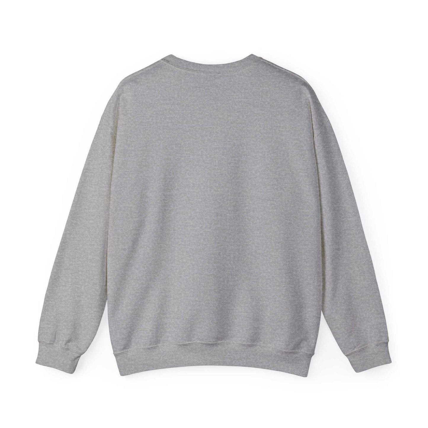 Gray unisex crewneck sweatshirt with ribbed hem and cuffs, showcasing a classic fit and medium-heavy fabric blend.