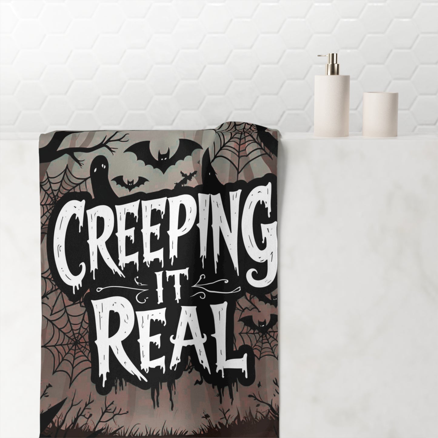 Halloween-Themed Towel, Creeping It Real, Spooky Decor, Bathroom Accents, Fall Celebrate Festivities, Cozy Home