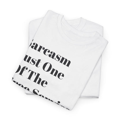 Unisex heavy cotton tee, folded, with text print, crew neckline, made from 100% ethical cotton.
