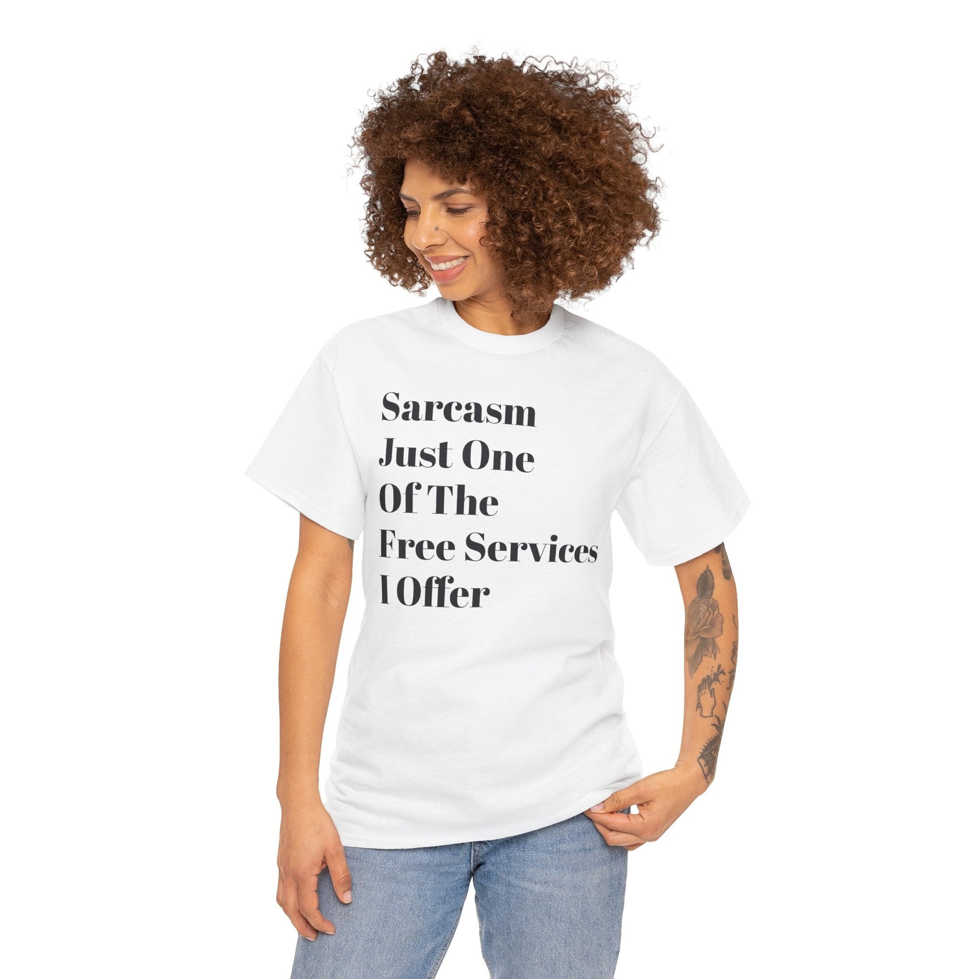 Unisex Heavy Cotton Tee with Sarcasm Print, 100% Cotton, Comfortable Classic Fit