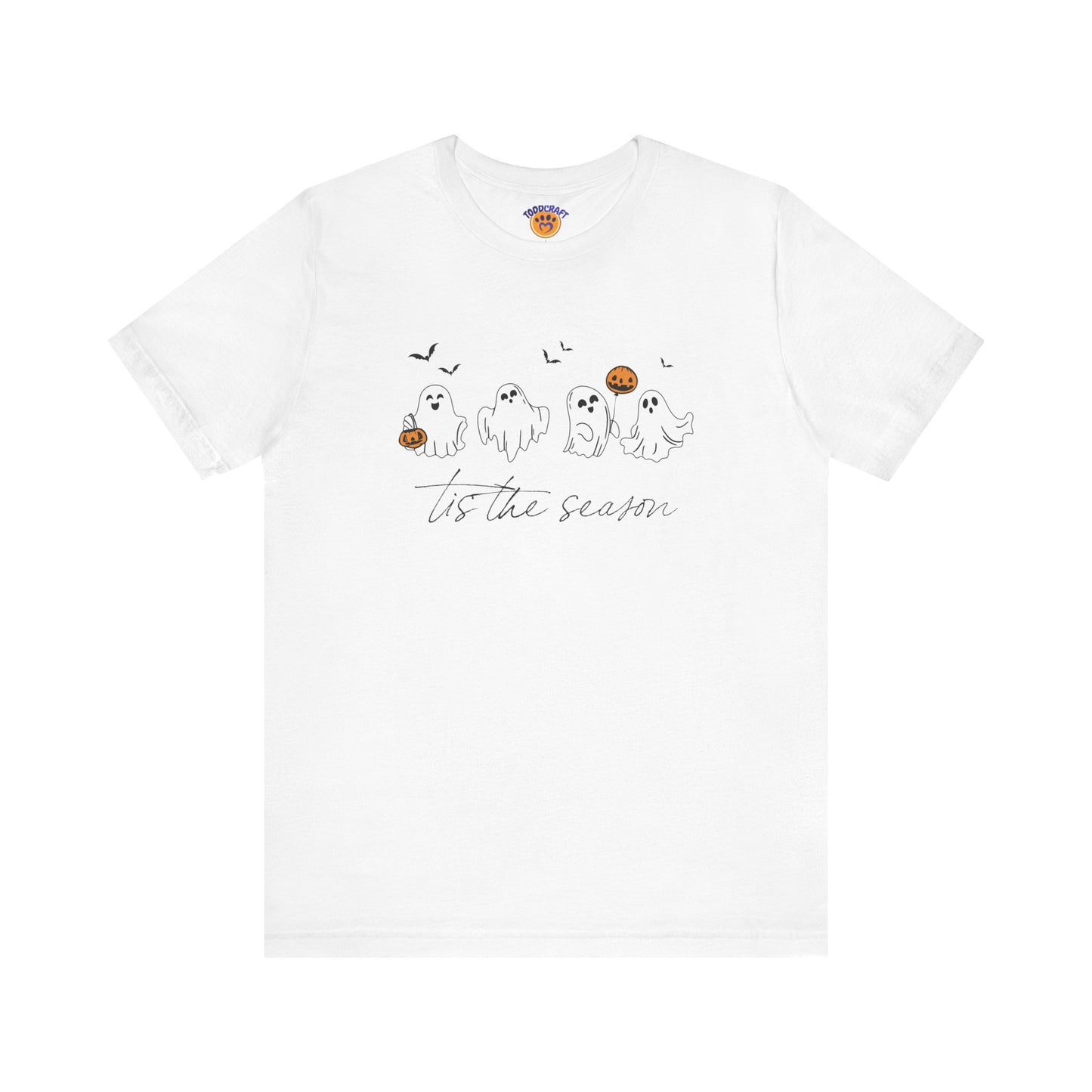 Ghostly Autumn Vibes Tee, Halloween T-Shirt, Unisex Pumpkin Shirt, Fall Ghost Design Tee, Seasonal Cute Graphic Top - Toddcraft