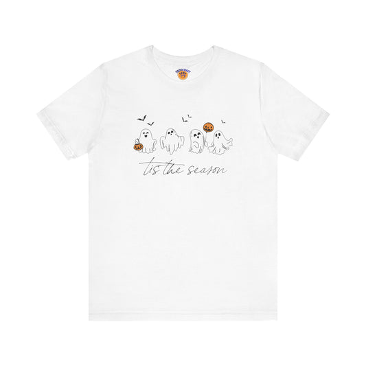 Ghostly Autumn Vibes Tee, Halloween T-Shirt, Unisex Pumpkin Shirt, Fall Ghost Design Tee, Seasonal Cute Graphic Top - Toddcraft