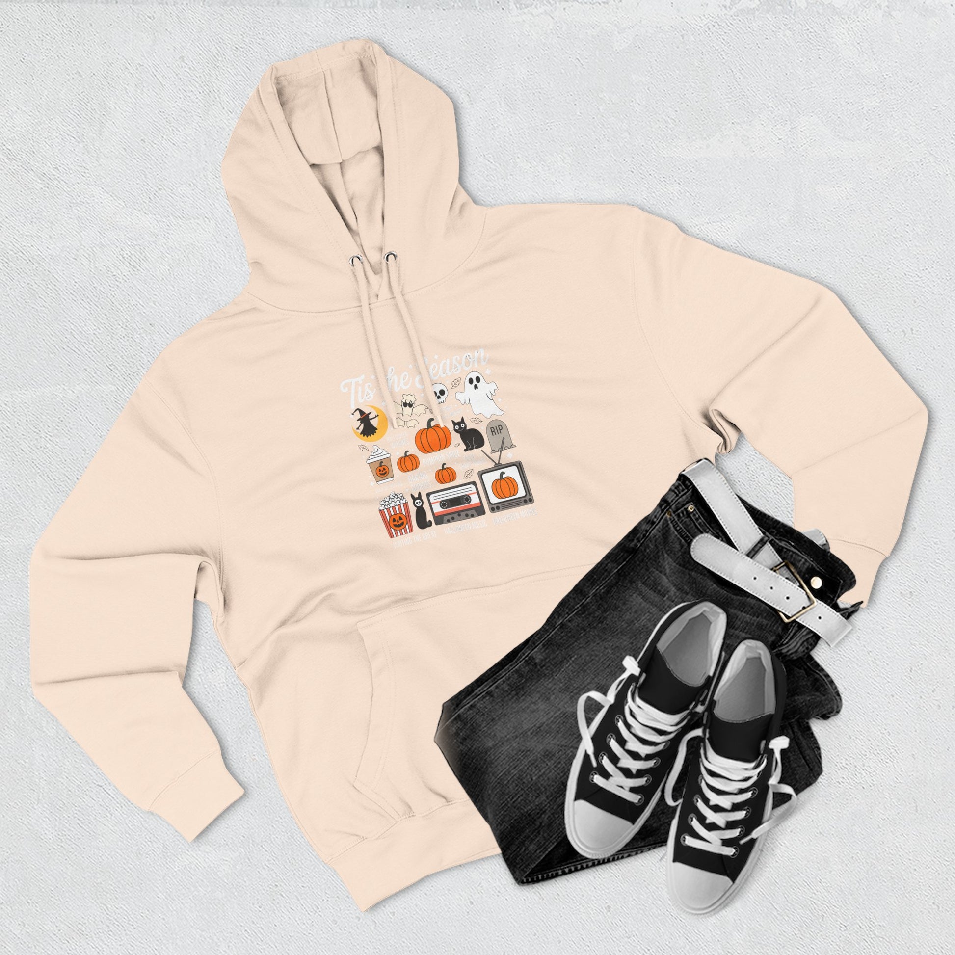 Halloween Three-Panel Fleece Hoodie, Cozy Fall Apparel, Spooky Season Sweatshirt, Ghostly Hoodie, Pumpkin Outfit - Toddcraft