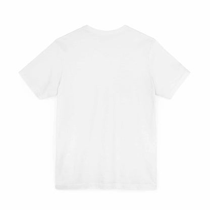 Unisex jersey short sleeve tee in white, featuring a classic crew neckline and soft cotton fabric.