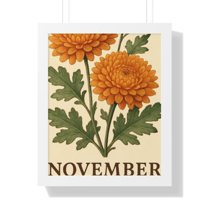 November Floral Framed Poster - Botanical Wall Art Print