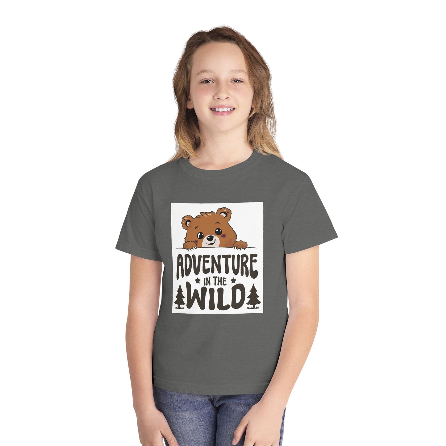 Adventure in the Wild Youth Tee, Cute Bear Graphic T-Shirt, Kids Outdoor Play Shirt, Nature Lover Gift, Perfect for Camping and Birthdays - Toddcraft