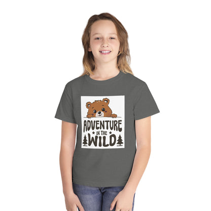 Adventure in the Wild Youth Tee, Cute Bear Graphic T-Shirt, Kids Outdoor Play Shirt, Nature Lover Gift, Perfect for Camping and Birthdays - Toddcraft