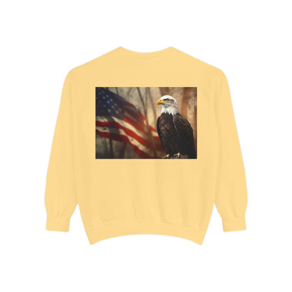 Unisex Garment-Dyed Sweatshirt America The Beautiful and The American Flag and a Bald eagle perfect gift for Freedom fighters and nature lovers