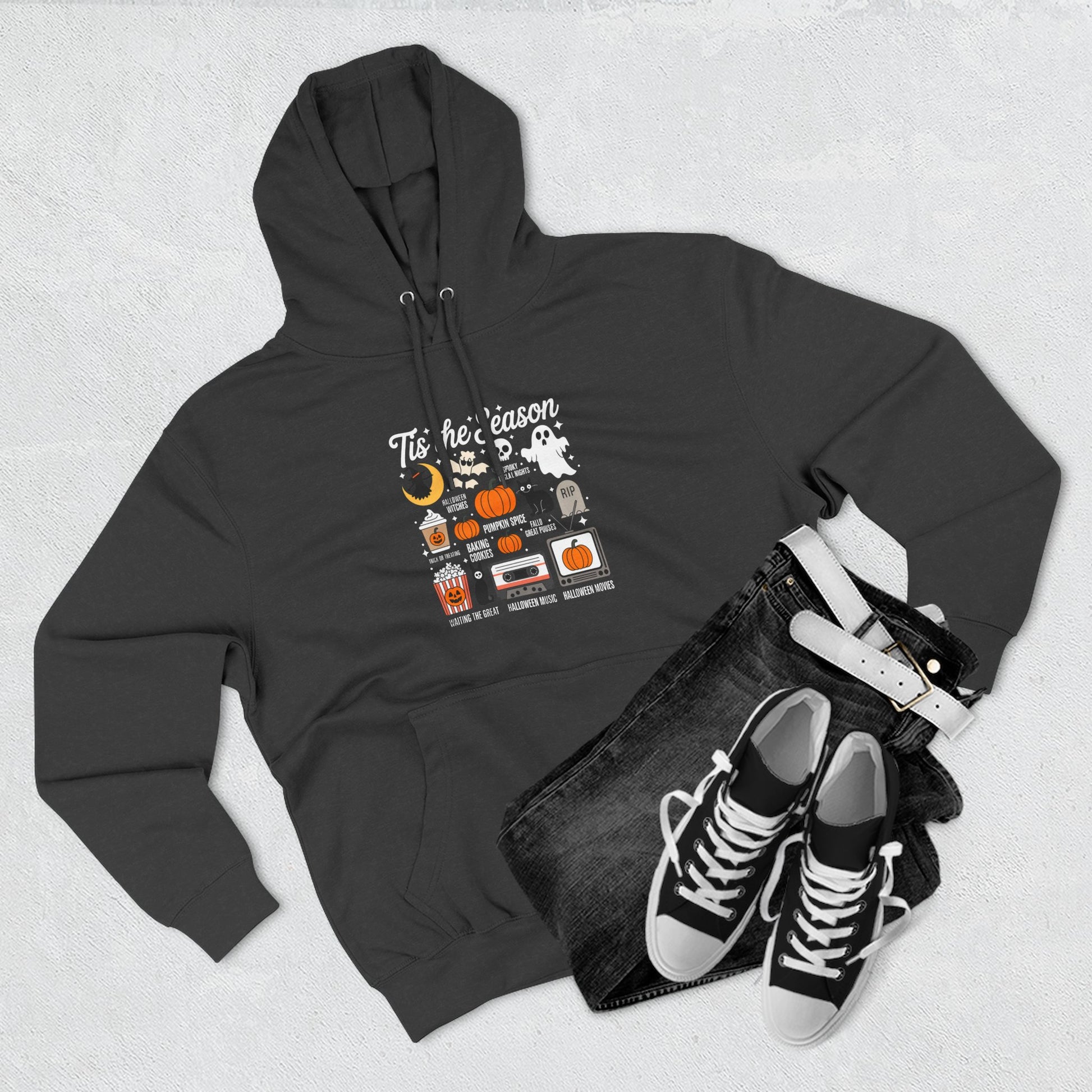 Halloween Three-Panel Fleece Hoodie, Cozy Fall Apparel, Spooky Season Sweatshirt, Ghostly Hoodie, Pumpkin Outfit - Toddcraft