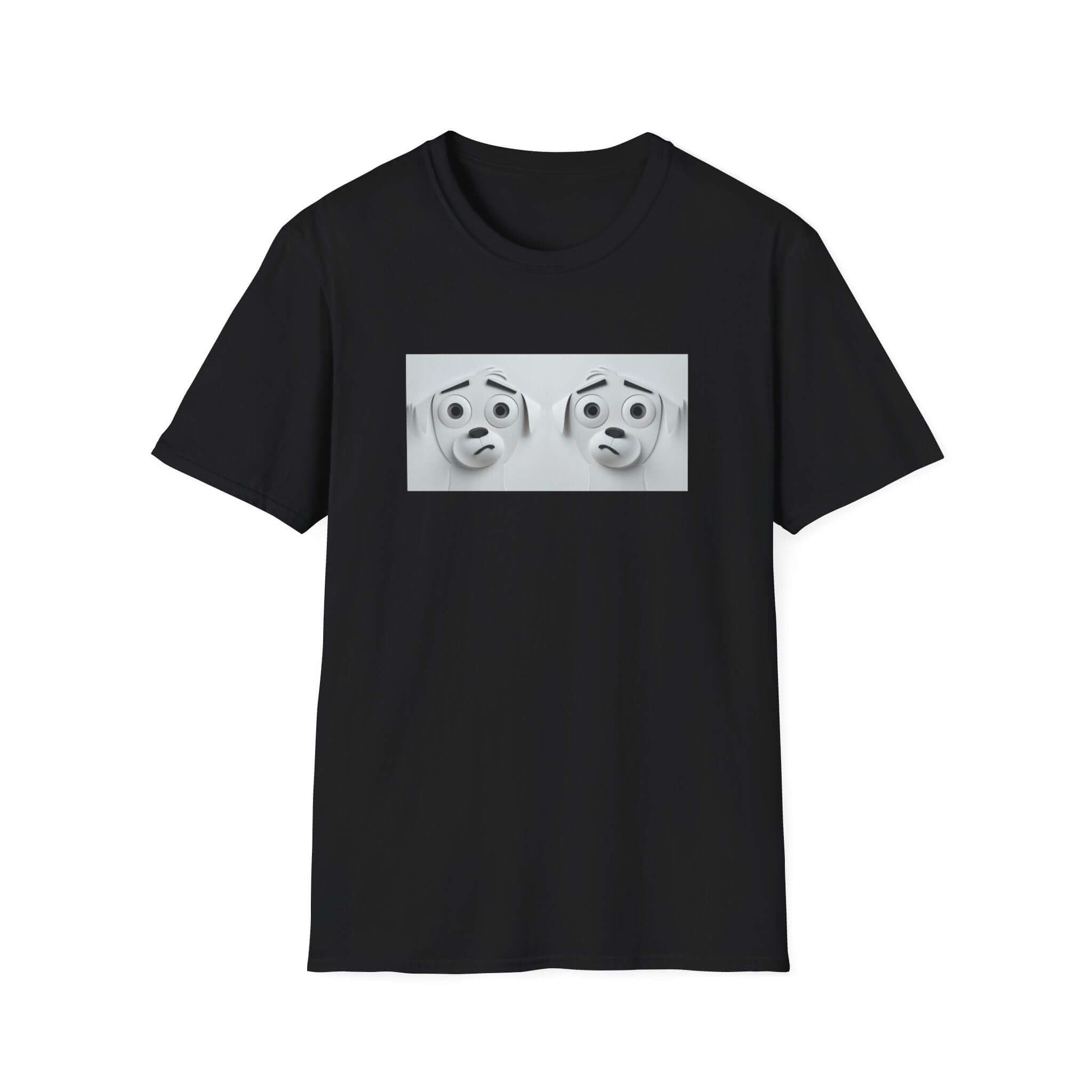 The 3d sarcastic dog face T shirt in black.