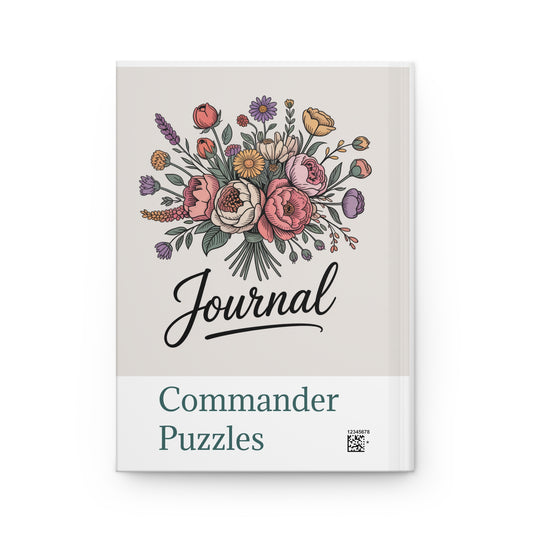 Hardcover Journal Notebook — Floral Design for Puzzle Lovers & Commanders