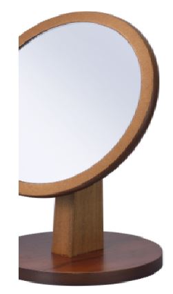 10'' Brown Round Framed Makeup Shaving Tabletop Mirror