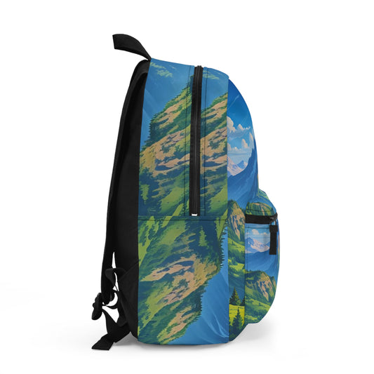 Scenic Adventure Backpack, Nature Landscape Rucksack, Travel Bag, Hiking Gear, Outdoor Sports Accessories