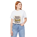 Proud Parent Unisex short sleeve tee with graphic design worn by model; casual and stylish gift for parents.