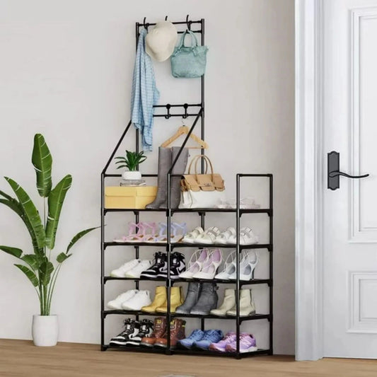 5-Tier Shoe Rack Shoe Storage Organizer, Freestanding Coat And Shoe