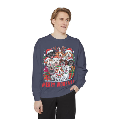 Festive Dog Sweatshirt, Merry Woofmas Sweatshirt, Unisex Holiday Clothing, Dog Lover Gift, Christmas Sweater, Cozy Winter Apparel