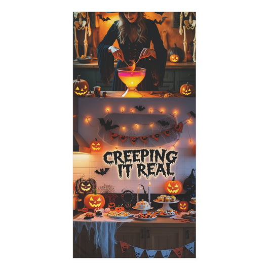 Halloween Themed Towel - Creeping It Real Design, Festive Home Decor, Perfect for Parties, Spooky Season Gift, Kitchen Essentials