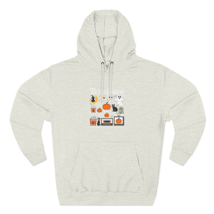 Halloween Three-Panel Fleece Hoodie, Cozy Fall Apparel, Spooky Season Sweatshirt, Ghostly Hoodie, Pumpkin Outfit - Toddcraft