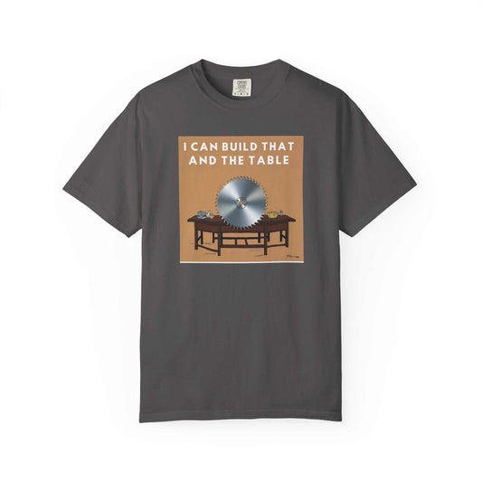 Unisex garment-dyed t-shirt, soft-washed cotton, relaxed fit, durable stitching, screen-printed design.