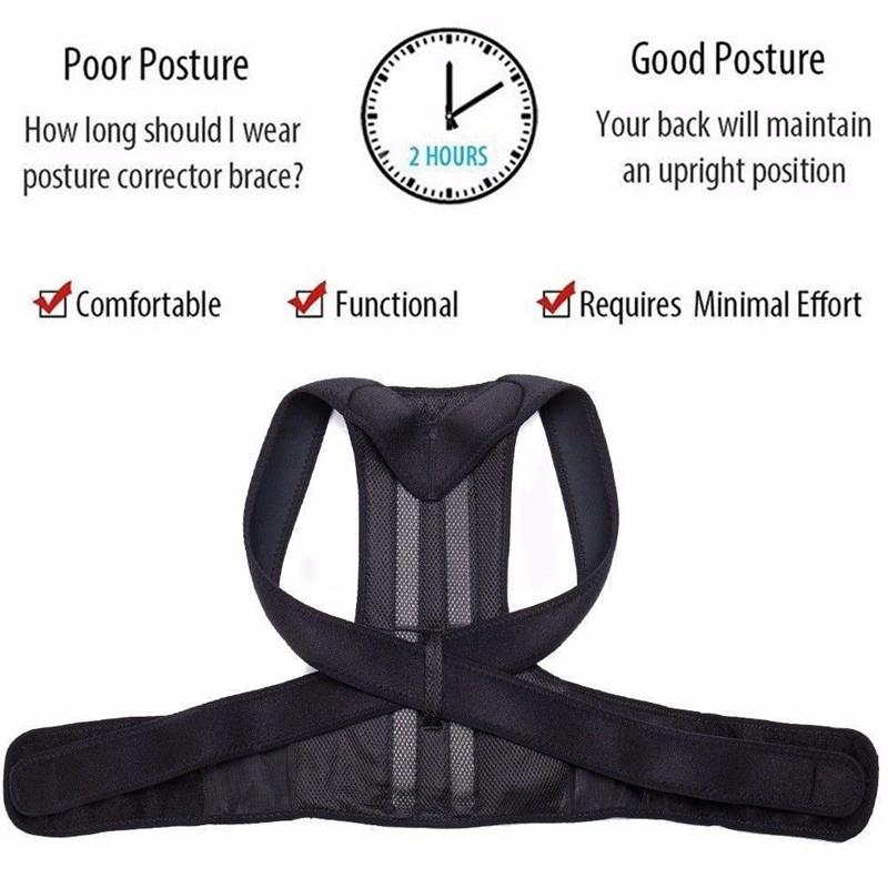 Adjustable Posture Corrector Low Back Support Shoulder Brace Belt For - Toddcraft