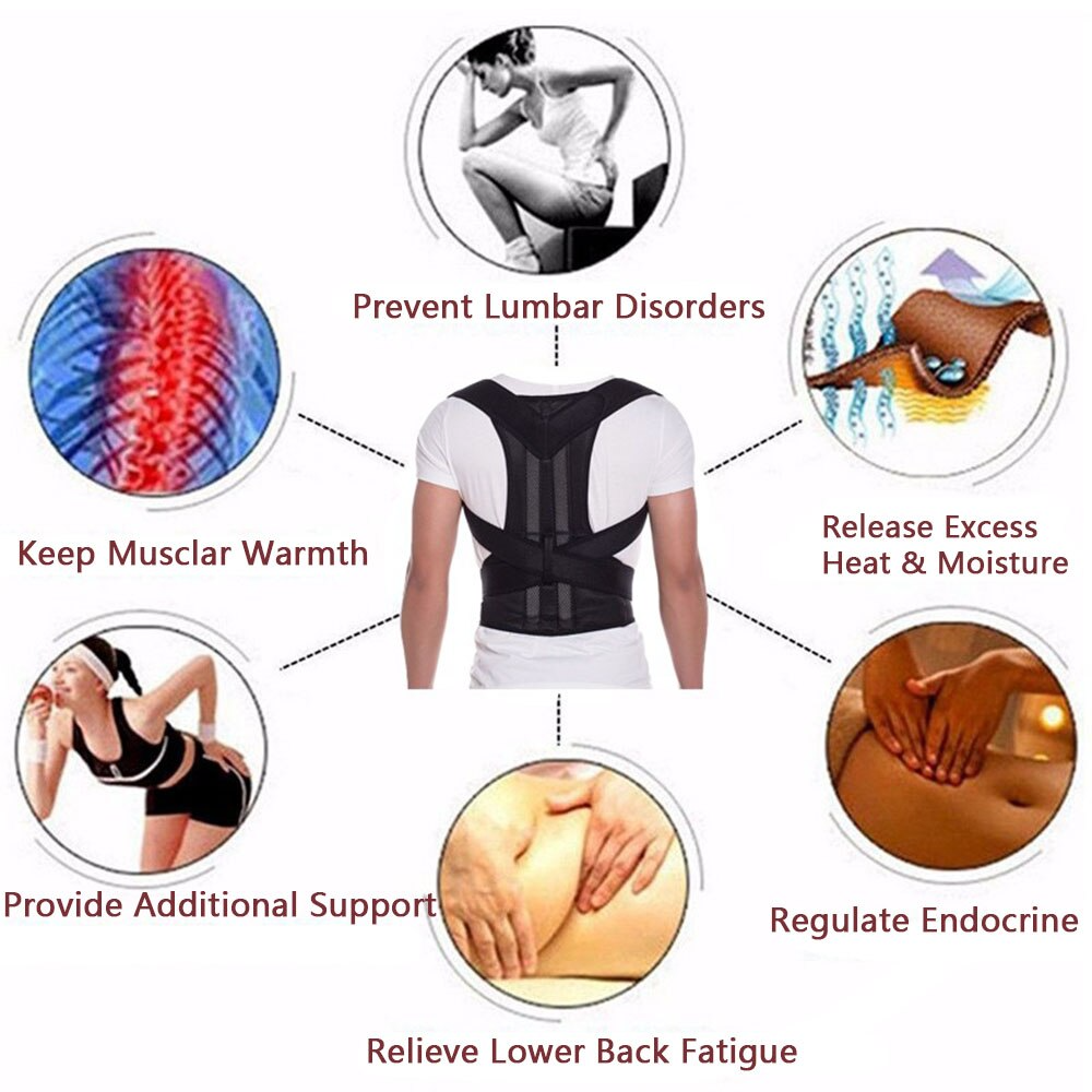 Adjustable Posture Corrector Low Back Support Shoulder Brace Belt For - Toddcraft