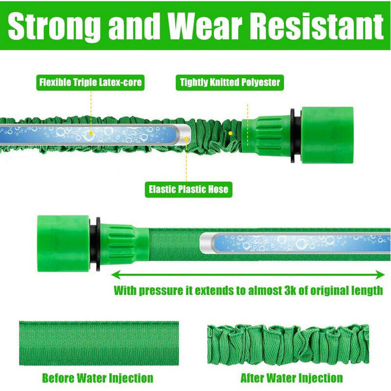 Expanding Expandable Flexible Garden Water Hose w Spray Nozzle 25, 50, - Toddcraft