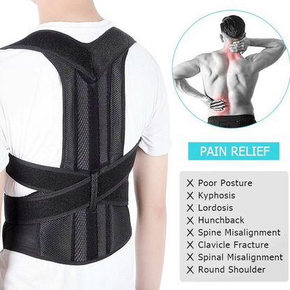 Adjustable Posture Corrector Low Back Support Shoulder Brace Belt For - Toddcraft
