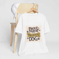 Proud Parent Unisex Short Sleeve Tee with playful graphic on a chair, ideal gift for parents.