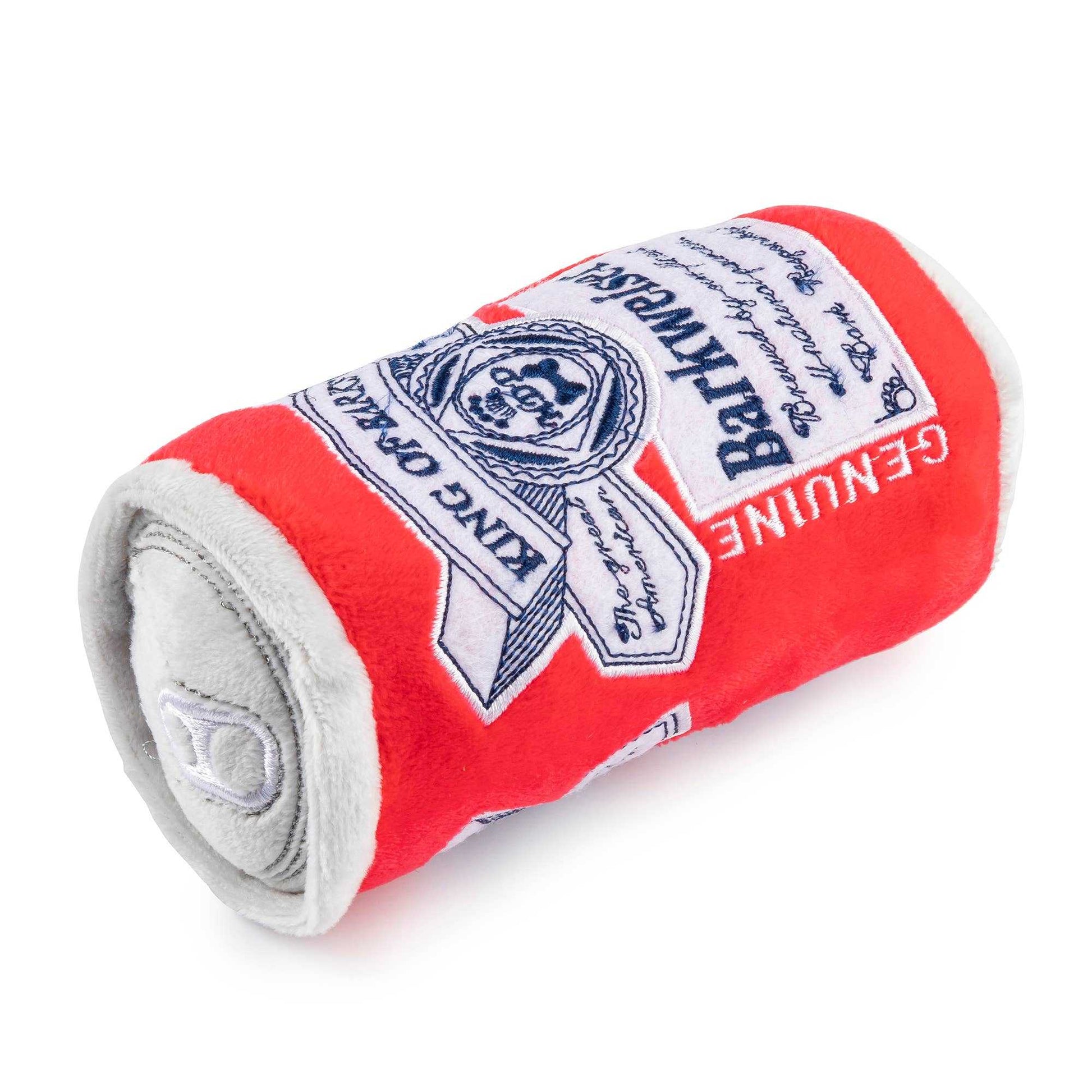 Barkweiser Can Squeaker Dog Toy with plush exterior and hidden squeaker, 5"x4.5"x2.5".