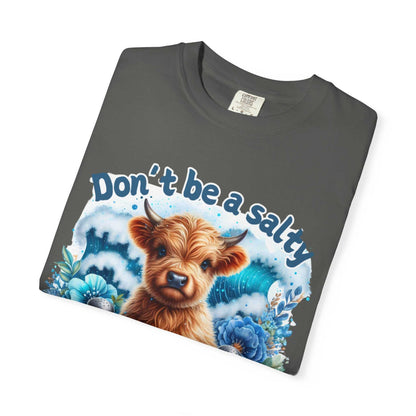 Comfort Colors 1717 unisex garment-dyed t-shirt with a "Don't be a salty" design featuring a dog and floral accents.