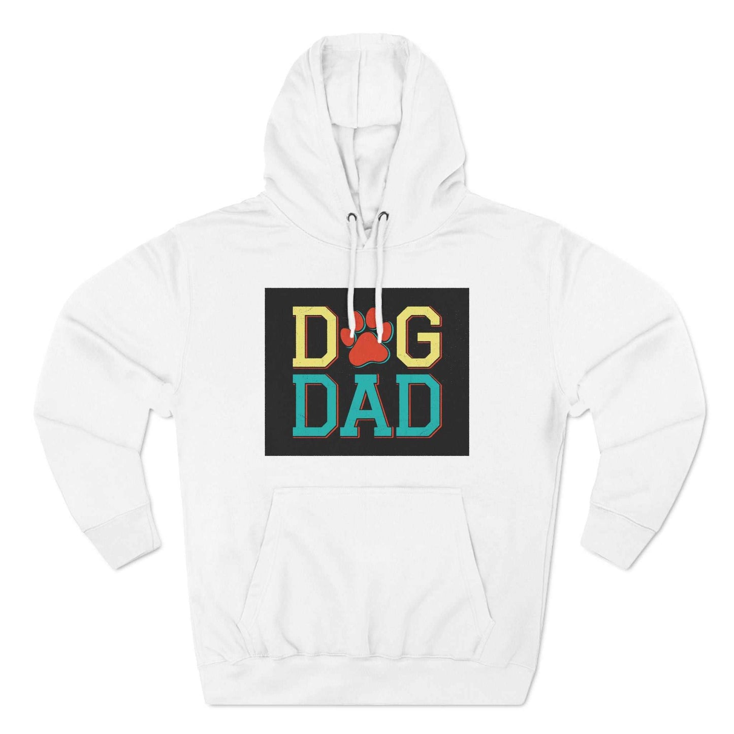 Three Panel Fleece Hoodie with "Dog Dad" graphic on front, warm pullover with three-panel fleece lining.